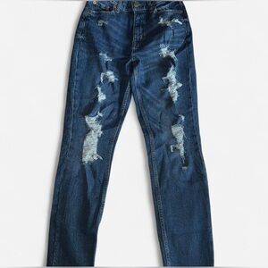 Aeropostale Women's Distressed Blue Mom Jeans